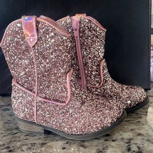 Pink Sparkle Toddler Cow Girl boots- size 6